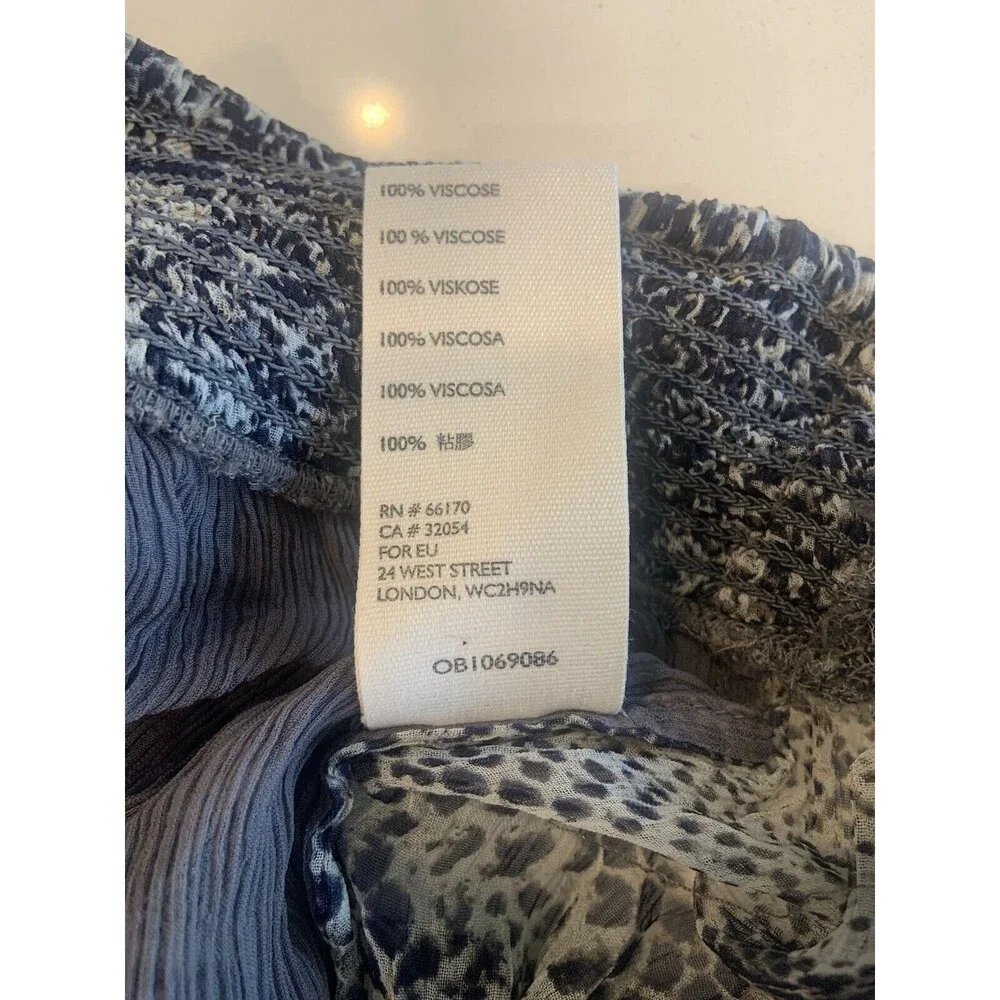 FREE PEOPLE Womens XS Black White Snake Animal Print Long Balloon Sleeve Blouse